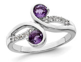 7/10 Carat (ctw) Amethyst & White Topaz Ring in Sterling Silver